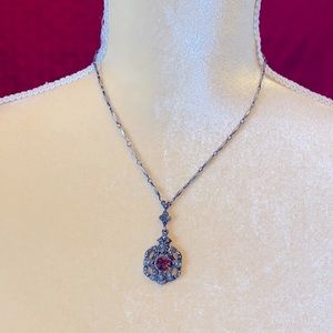 Silver and brown topaz necklace